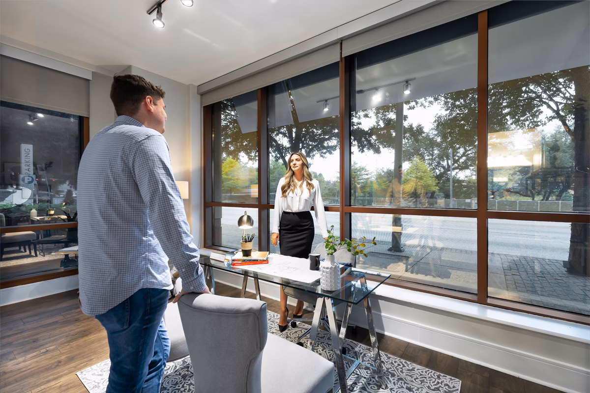 Clubhouse featuring modern design and lounge area at Ashton Austin Apartments in Austin, Texas